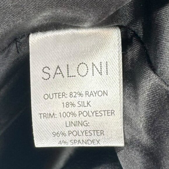 Saloni NEW Velvet Camille Bows Long Sleeve Formal Elegant Midi Dress Size 2 - Picture 11 of 12